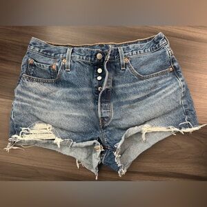 Levi's Blue Jean Shorts Distressed High-Waist